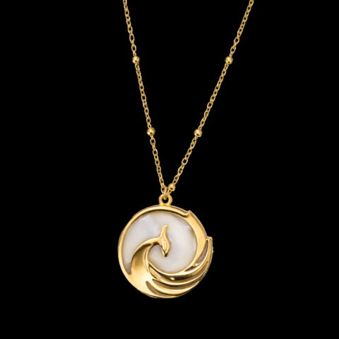 Golden Wave Pendant Necklace Set
