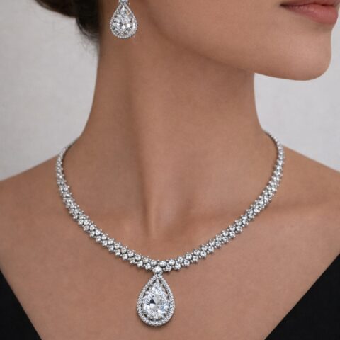 Crystal Radiance Teardrop Necklace Set