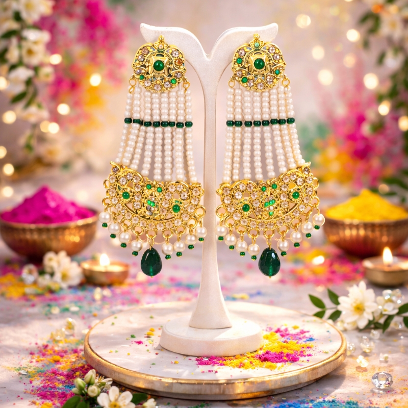 Emerald Pearl Cascade Heritage Earrings