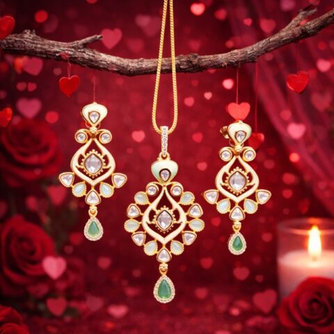 Emerald Drop Pendant set