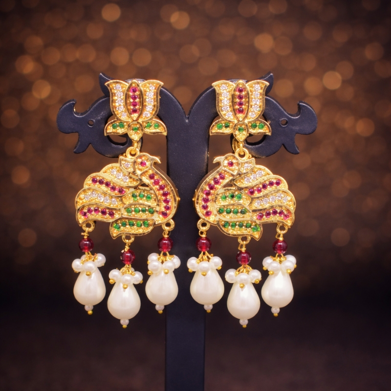 Pearl Drape Statement Necklace Set - Image 2