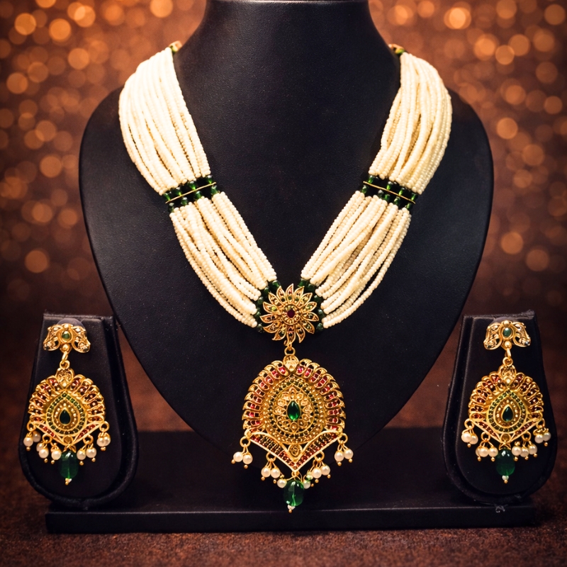 Pearl Layer Pendant Necklace Set