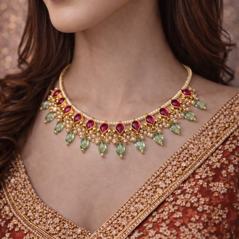 Blush Drop Necklace Set - Image 2