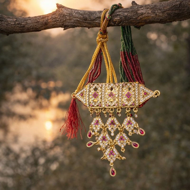 Crimson Bead Pendant Necklace Set - Image 2