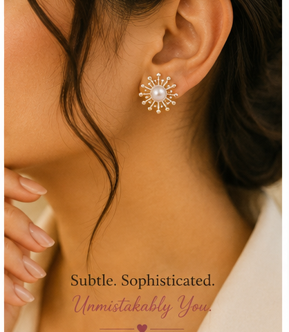 Pearl Sunburst Stud Earrings